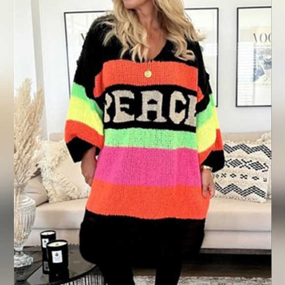 Vivid Block Sweater Dress - Black - Picture 3 of 6